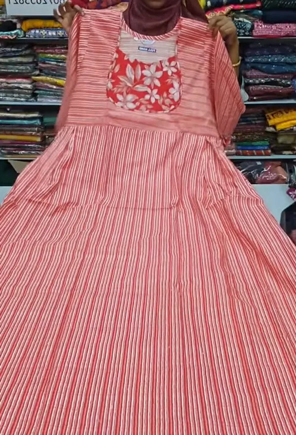 Premium Cotton Frock Style Nighty with Adjustable Rope & Side Pocket | NT3294